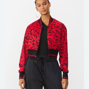 Red Animal Print Bomber Jacket